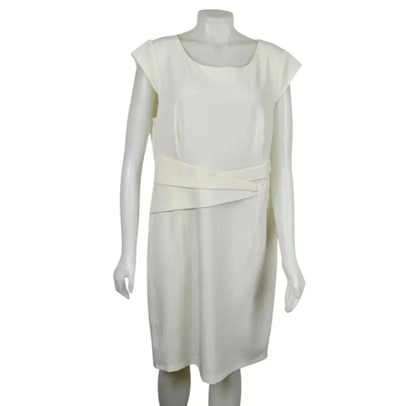 NWT Voir  Voir Off White Shift Dress Sleeveless Stretch Size 14 - Picture 1 of 13